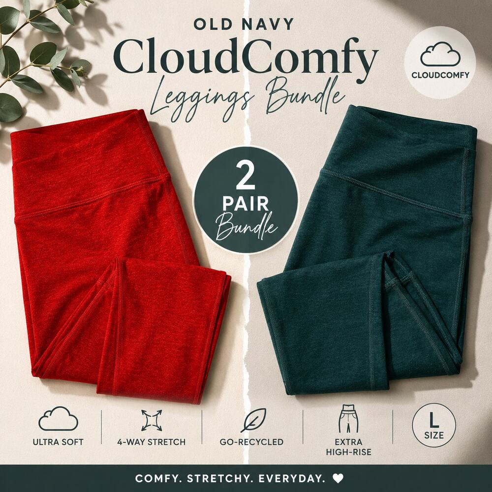 Old Navy CloudComfy Extra High Rise Leggings Bundle Red Green Size L